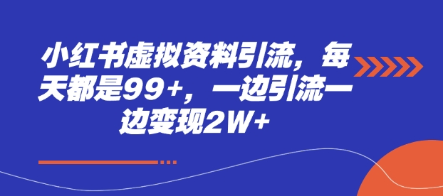 小红书虚拟资料引流，每天都是99+，一边引流一边变现2W+-课程网