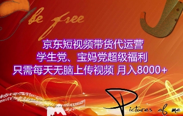 京东短视频带货代运营，学生党、宝妈党超级福利，只需每天无脑上传视频，月入8000+【仅揭秘】-课程网