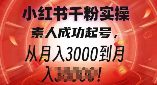 小红书千粉实操课，素人成功起号，从月入3000到月入过W-课程网